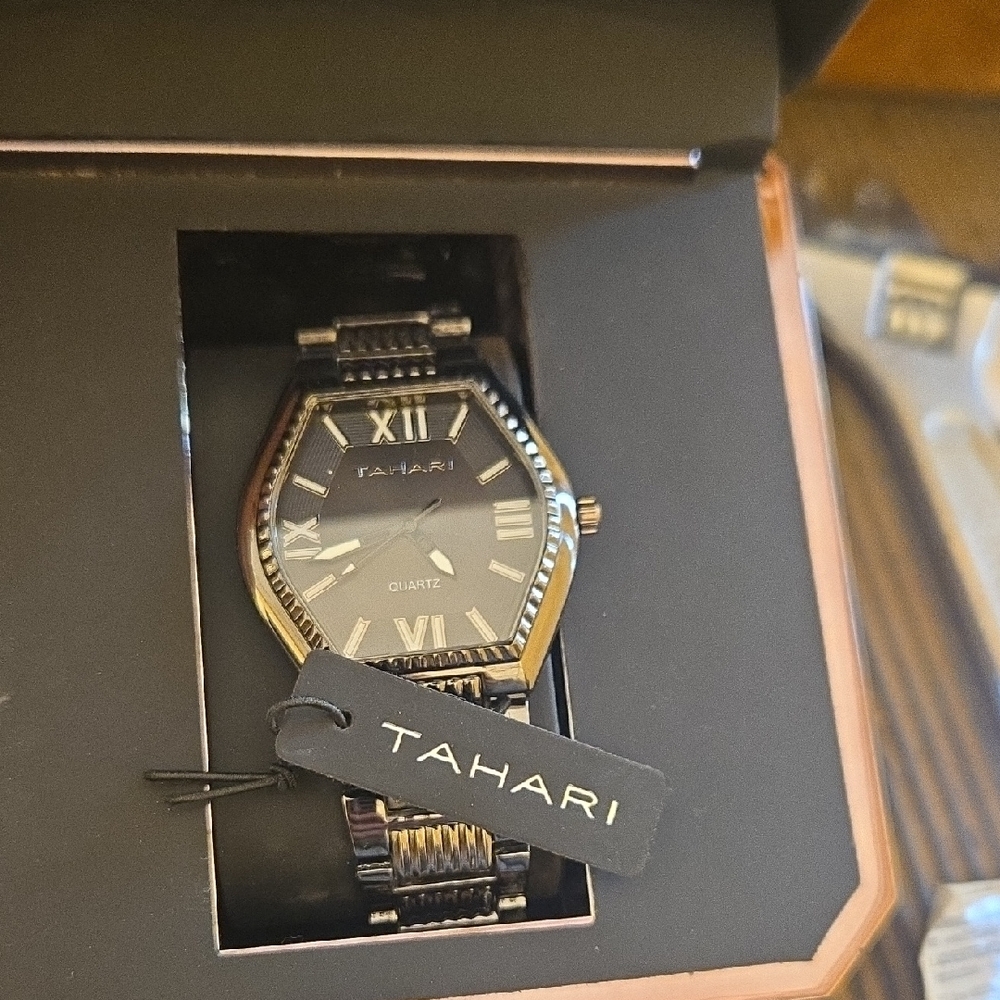 Tahari Men's Watch with Black and Silver Tones